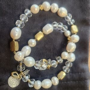 Silpada "Down to Earth" pearl bracelets set of 2